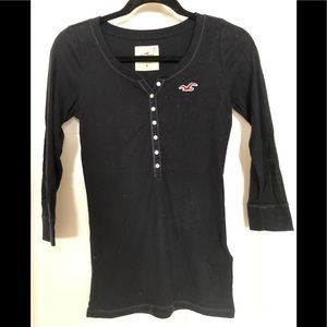 Hollister navy blue soft ribbed henley tee size M
